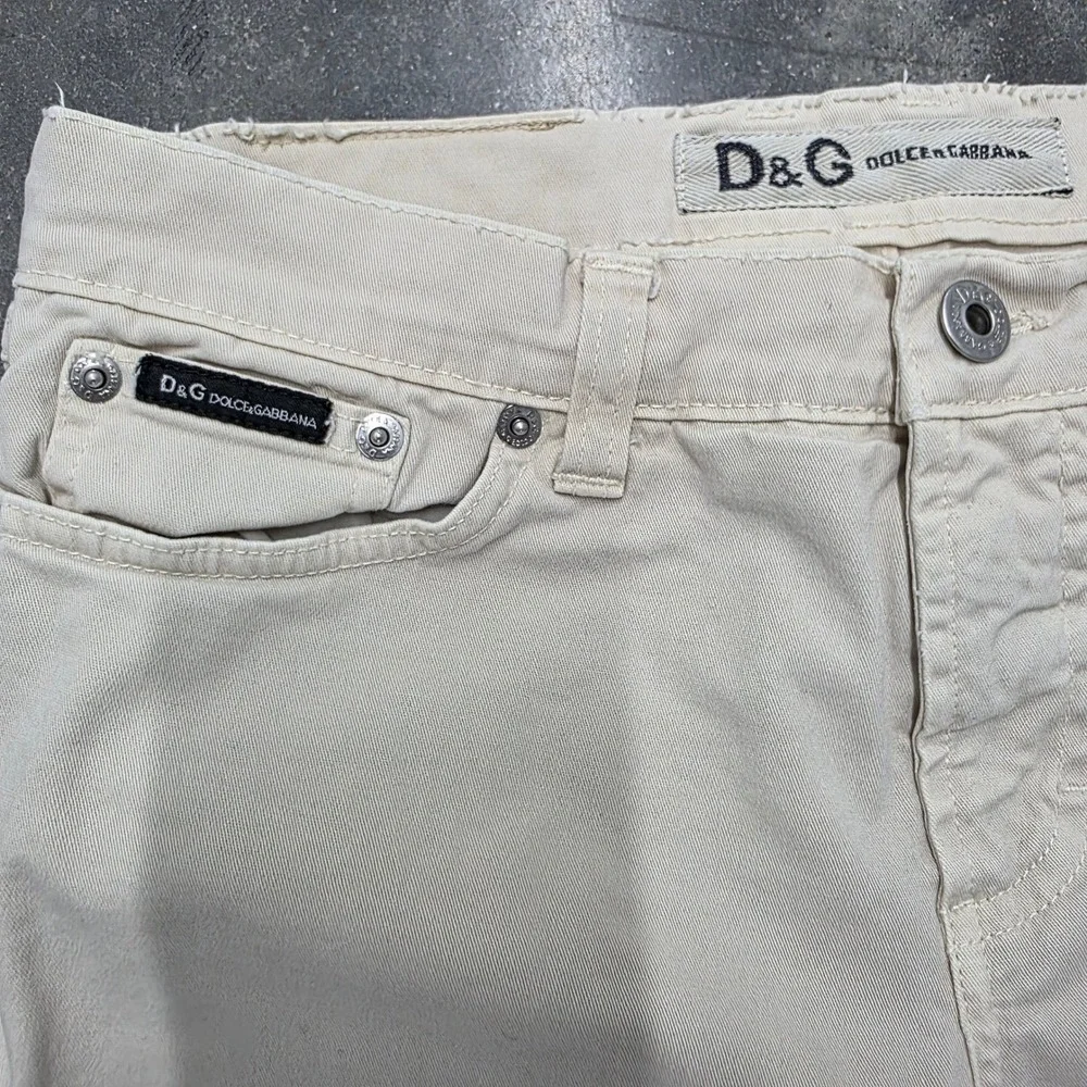 Vtg D&G‎ Dolce & Gabbana Beige Bootcut Flare Jeans Low Rise Designer Women's - Picture 2 of 8